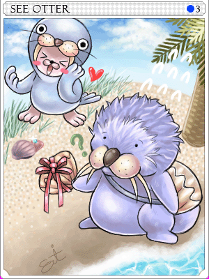 海獺卡片卡片插畫